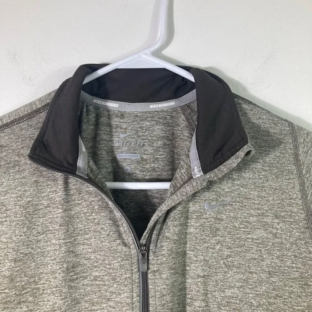 Womens Nike Element Dri Fit Running Top Long Sleeve 1/2 Zip Top Gray Green Brown